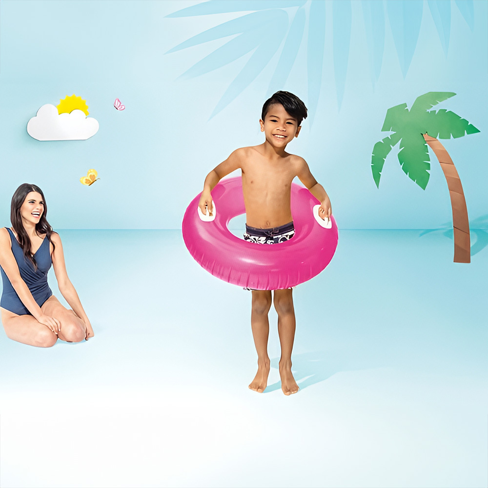 霓虹色充氣泳圈水泡 - 粉紅
