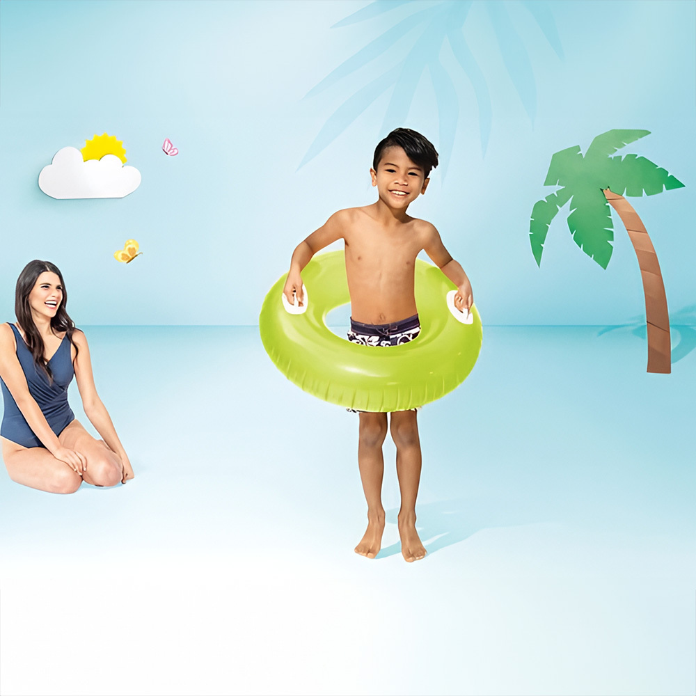霓虹色充氣泳圈水泡 - 黃