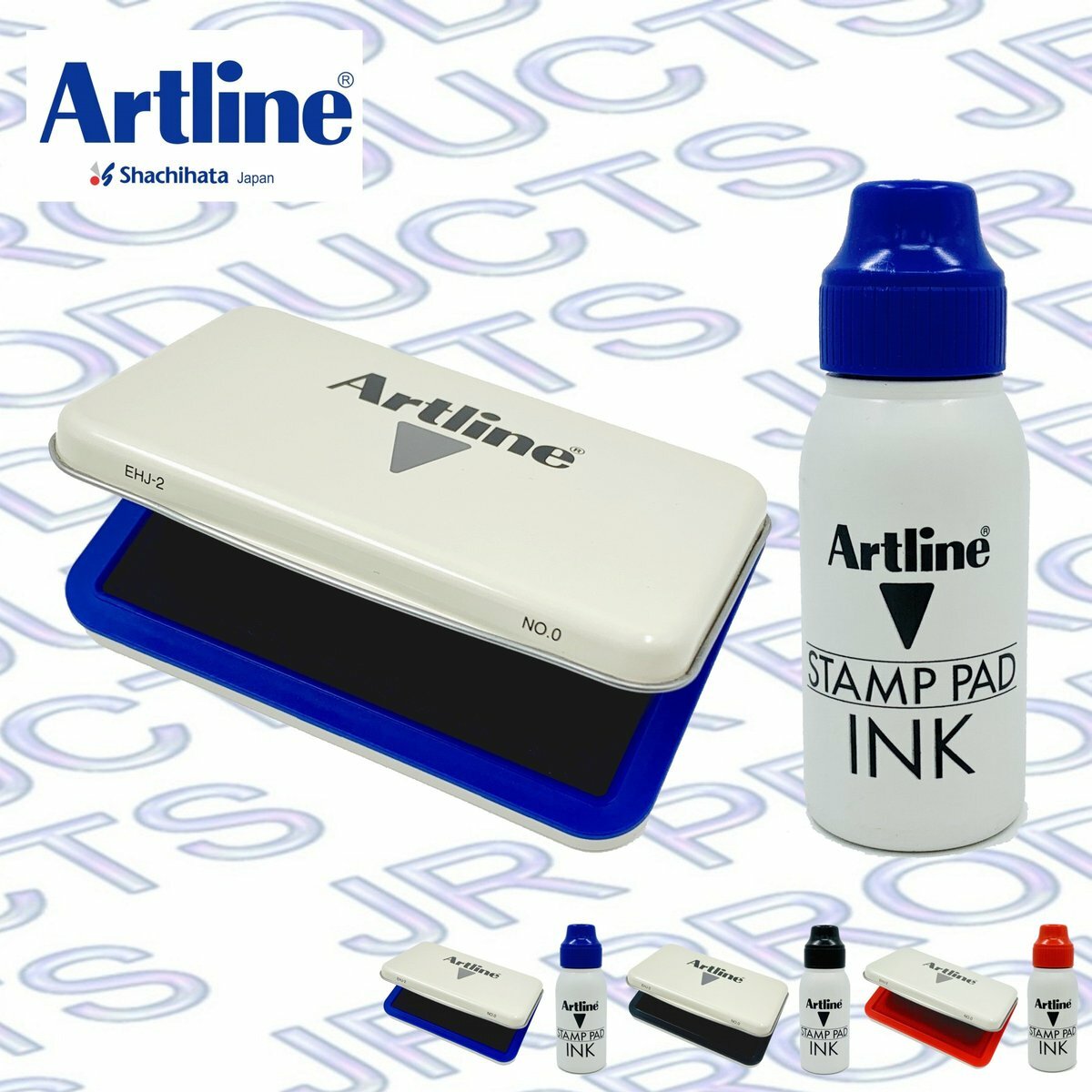 Artline - 日本雅麗牌 No.0 中號印台 , 藍色 / 黑色 / 紅色 #EHJ-2 + 油墨(50毫升) #ESA-2N