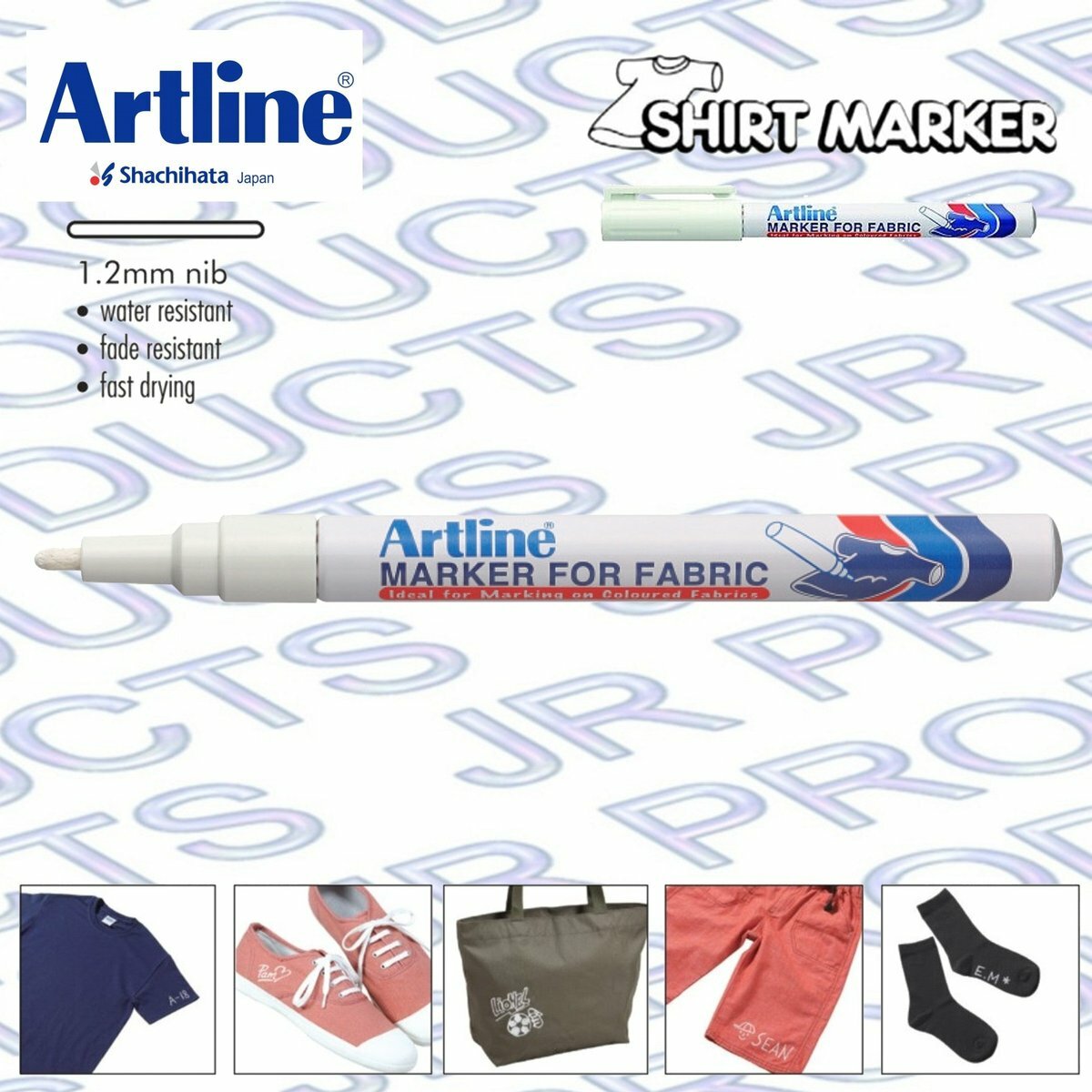 Artline - 日本雅麗牌EKC-1布料T恤筆衣服記號筆,白色（深色衣物適用）《香港行貨》-1 支