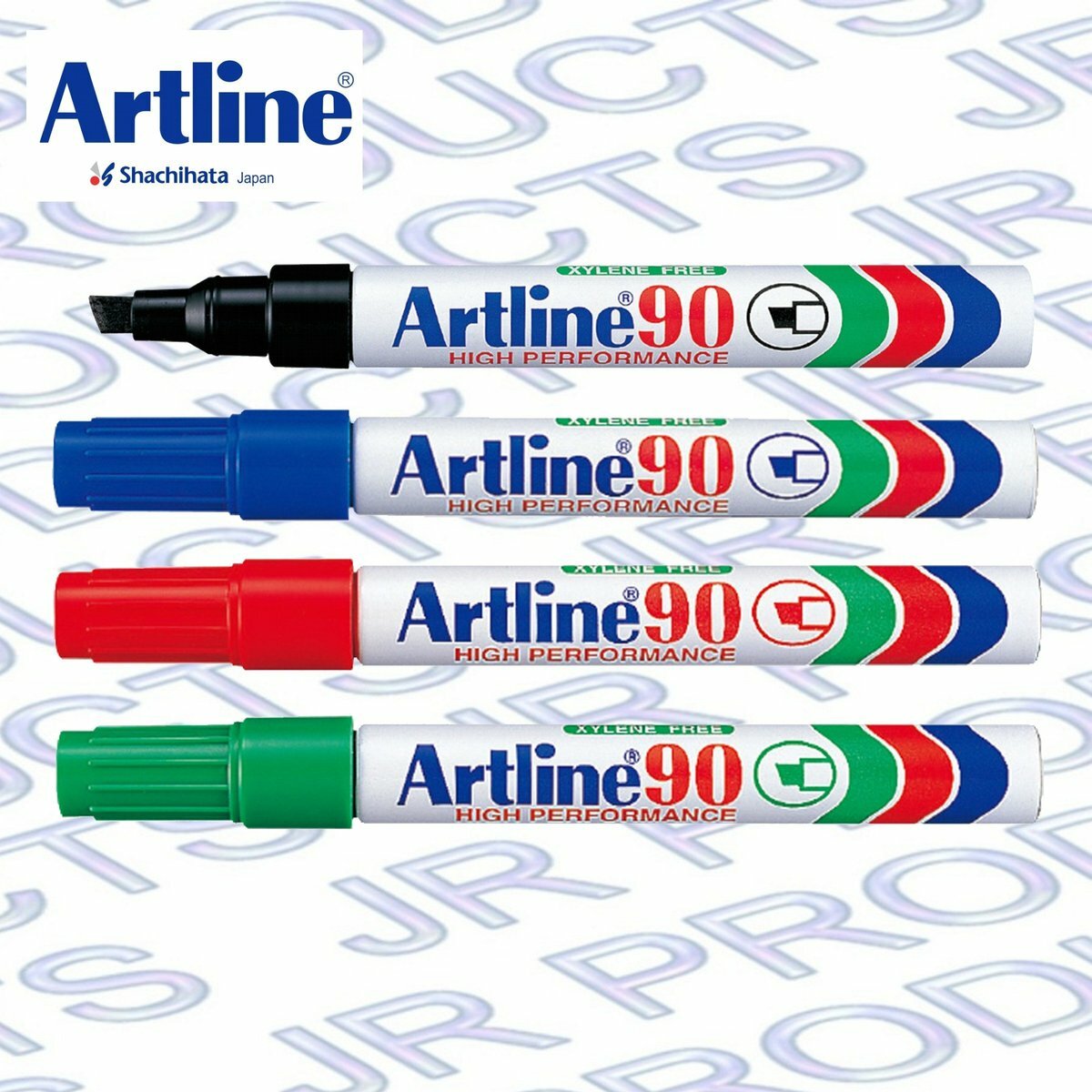 Artline - 日本雅麗牌 EK-90 經典方頭油性記號筆 (4支)