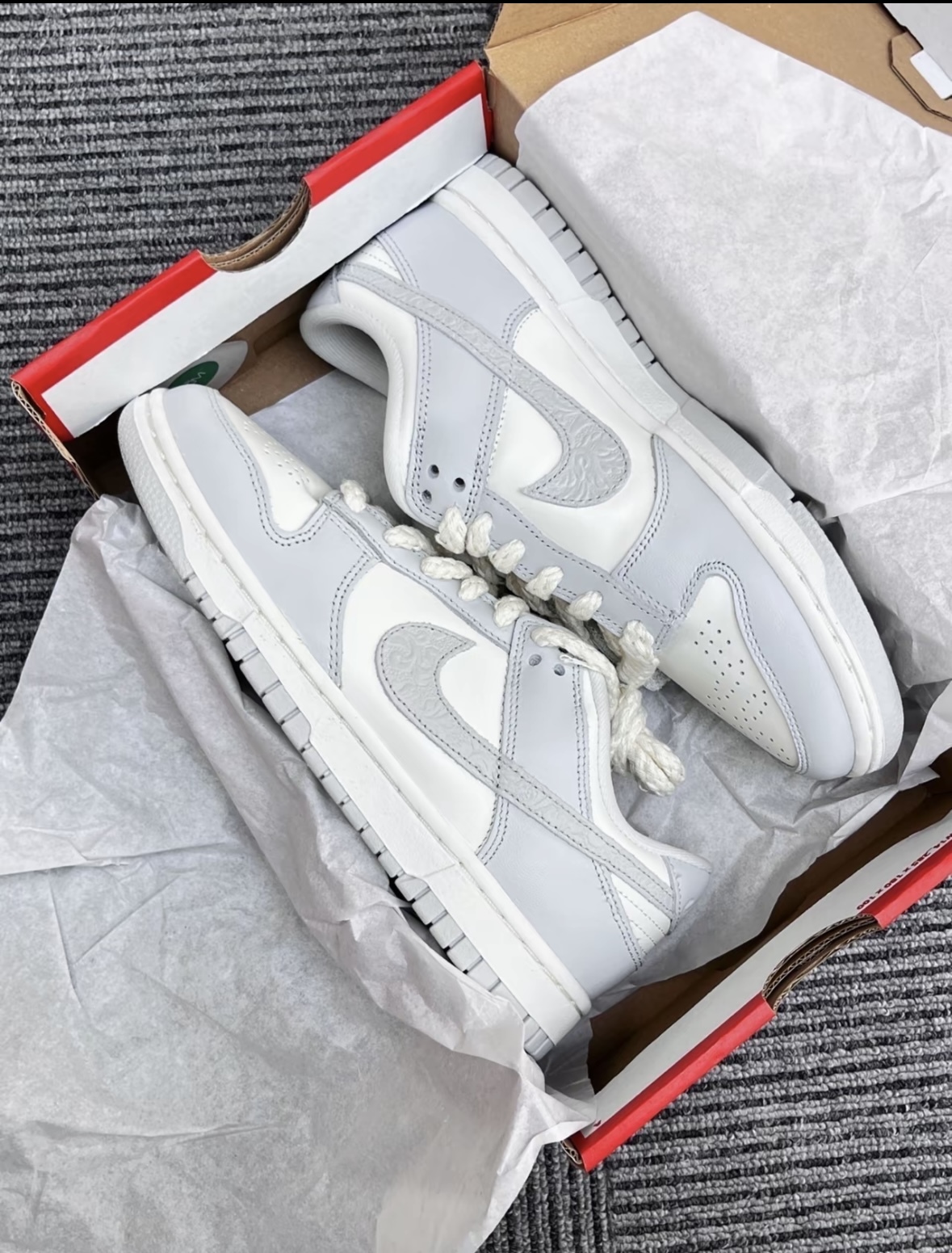 Nike Dunk Low 雕花灰白 骨白 浮雕 奶油底 麻繩鞋帶 FJ4553-133/預購