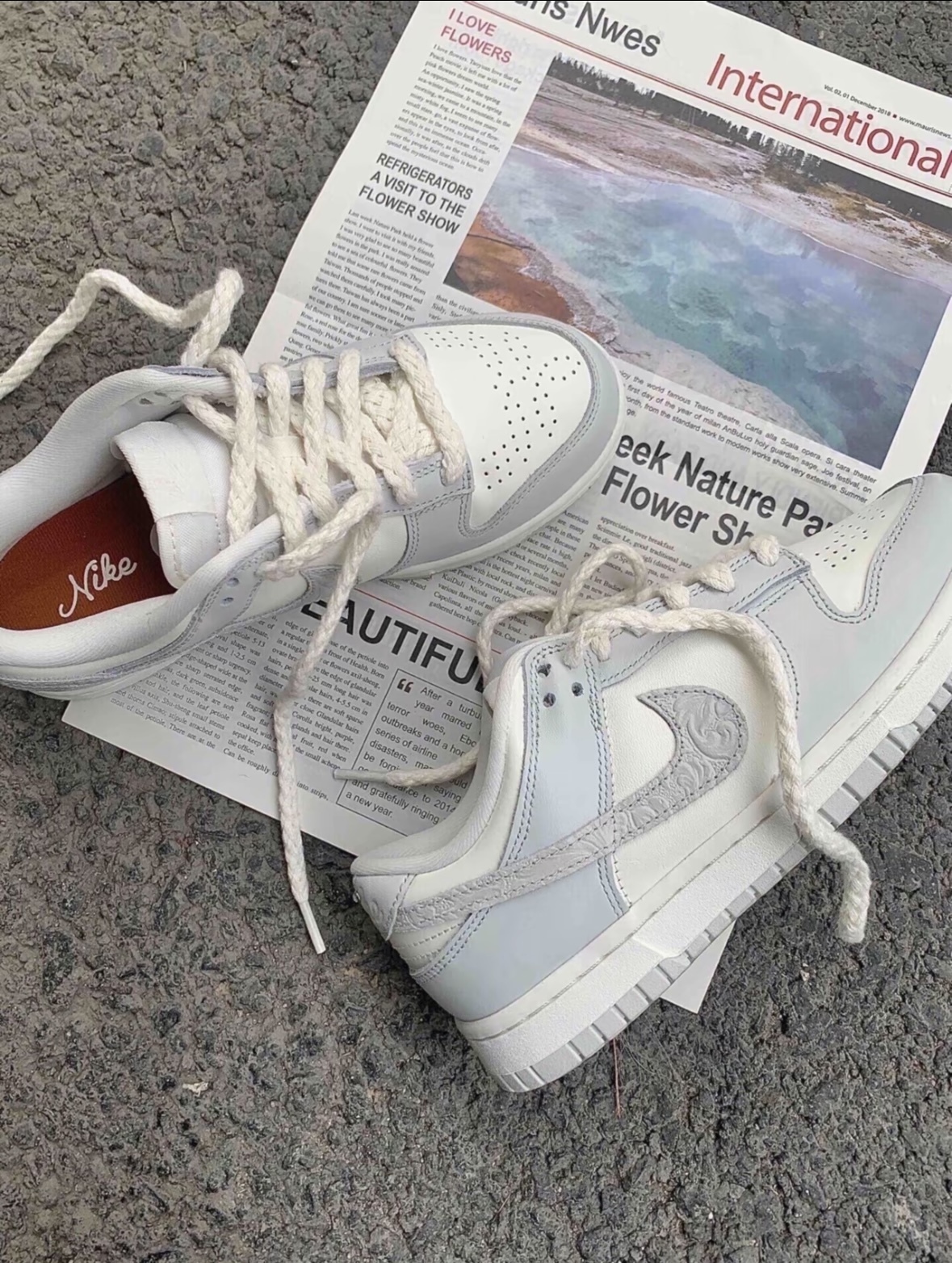 Nike Dunk Low 雕花灰白 骨白 浮雕 奶油底 麻繩鞋帶 FJ4553-133/預購