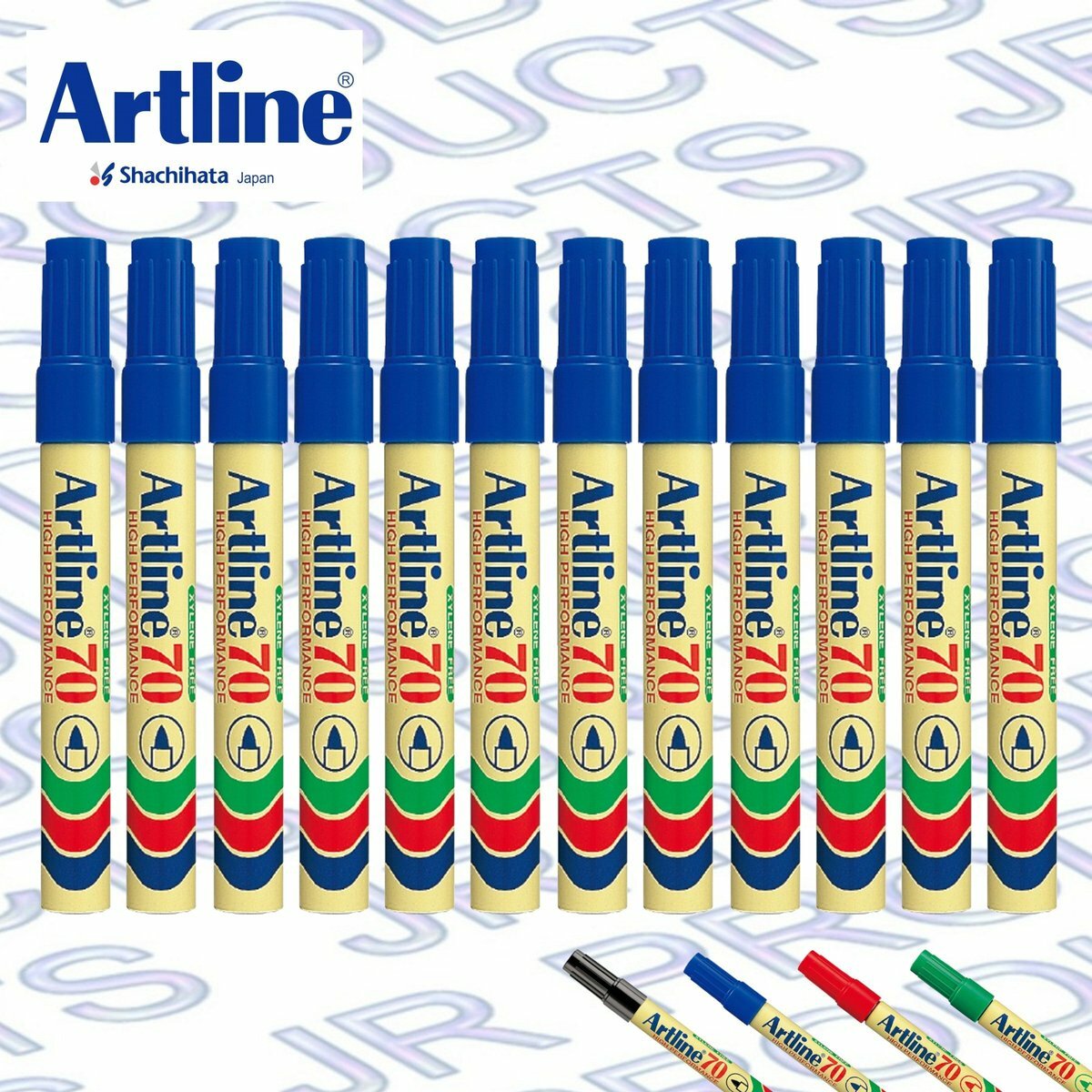 Artline - 日本雅麗牌 EK-70 經典圓頭油性記號筆 (12支/盒裝), 黑色 / 藍色 / 紅色 / 綠色