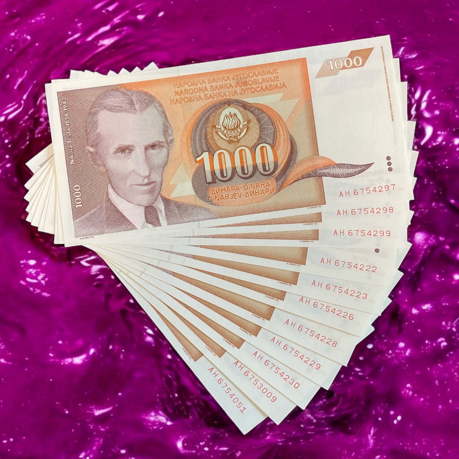 1992 Yugoslav 1000 Dinars 11 notes (UNC condition) (partly in sequence)