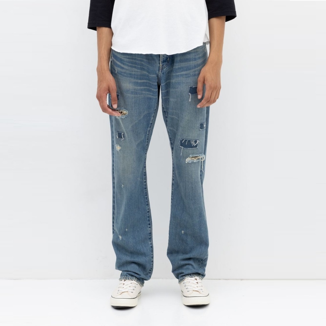 HYSTERIC GLAMOUR SQUARE WINDOW REMAKE SLIM STRIGHT JEANS - INDIGO PRE ORDER ITEM (預訂中)