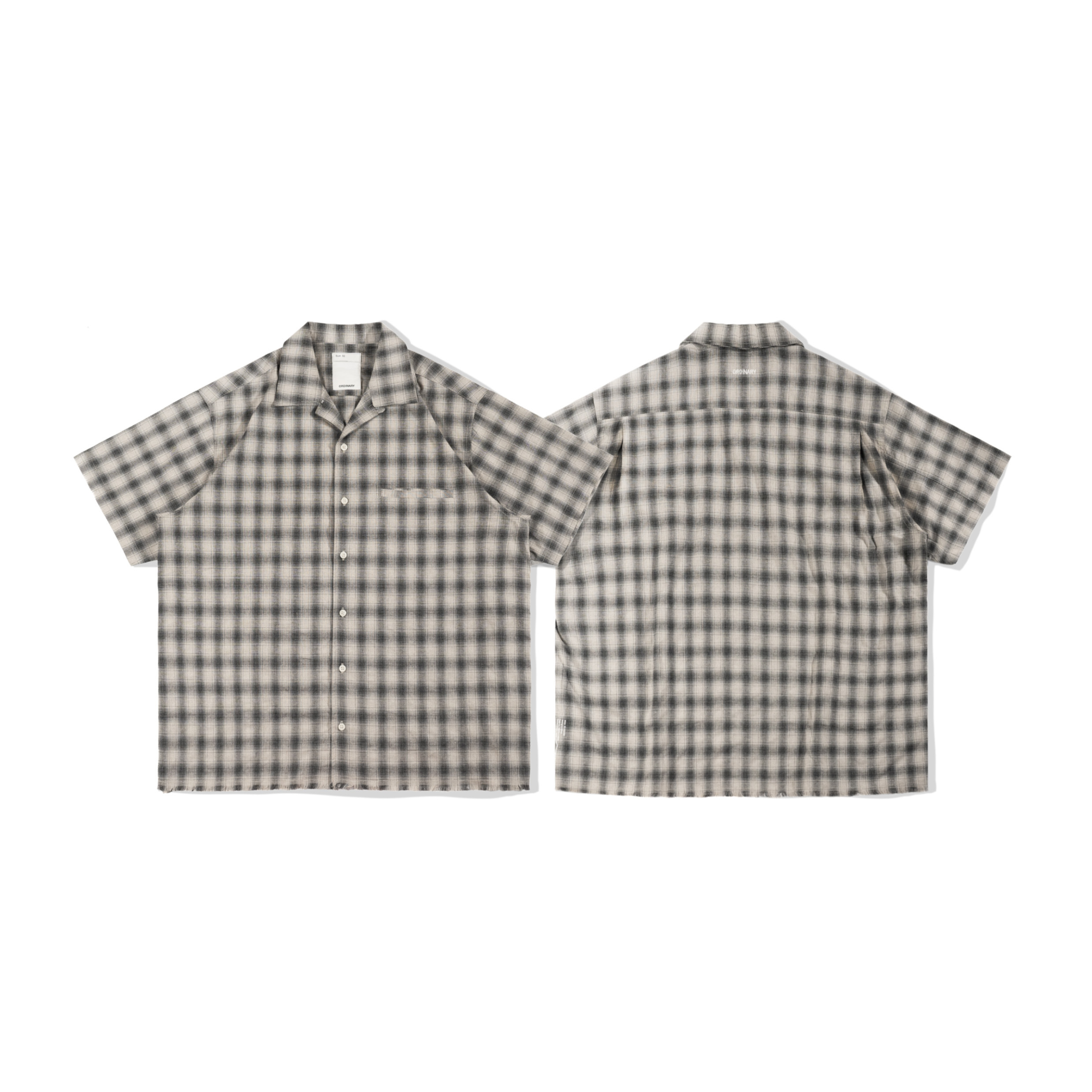 ORDINARY 不修邊漸層格紋古巴襯衫