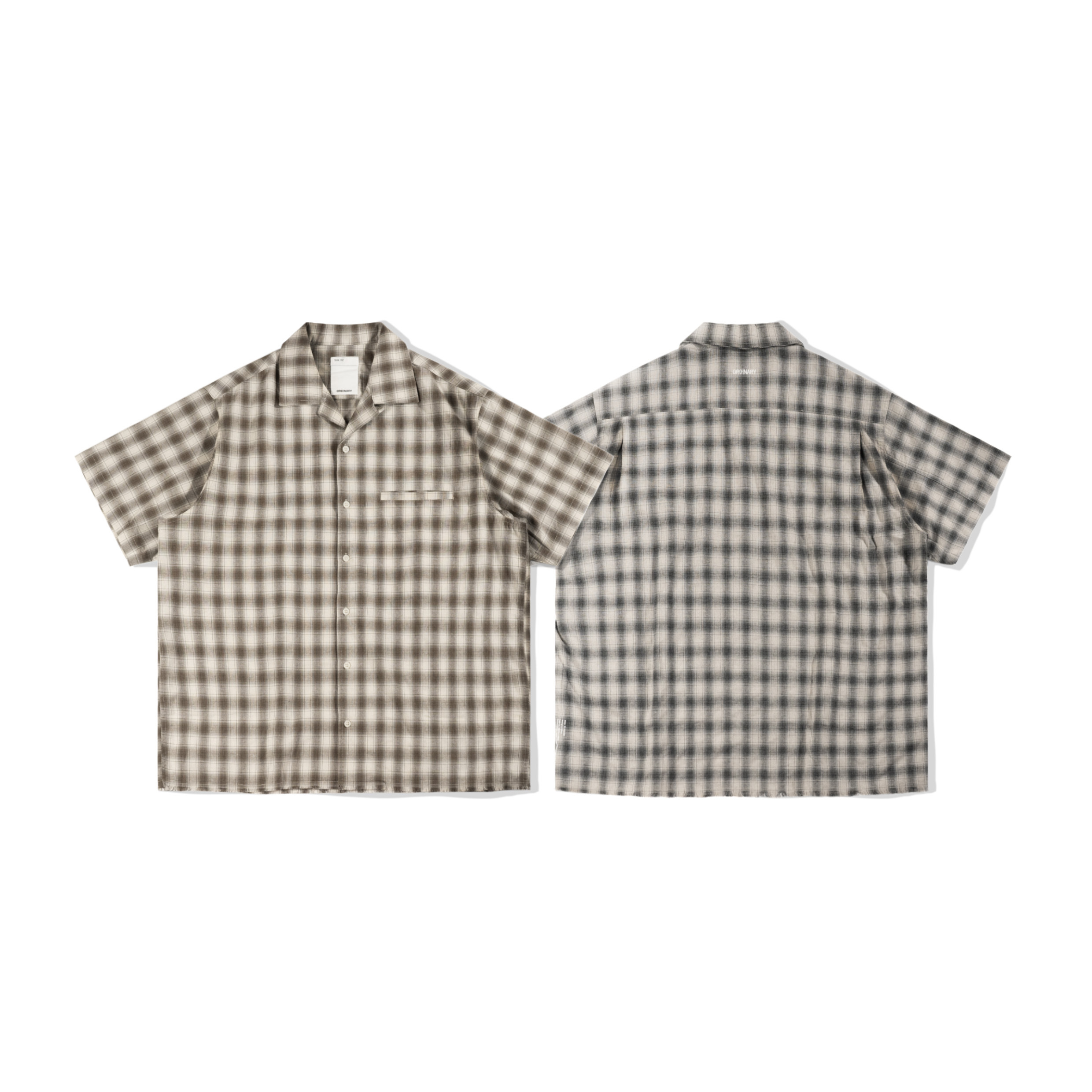 ORDINARY 不修邊漸層格紋古巴襯衫