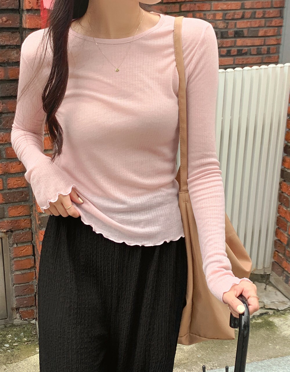 韓國grace muse授權 輕盈芭蕾女孩透感荷葉邊上衣