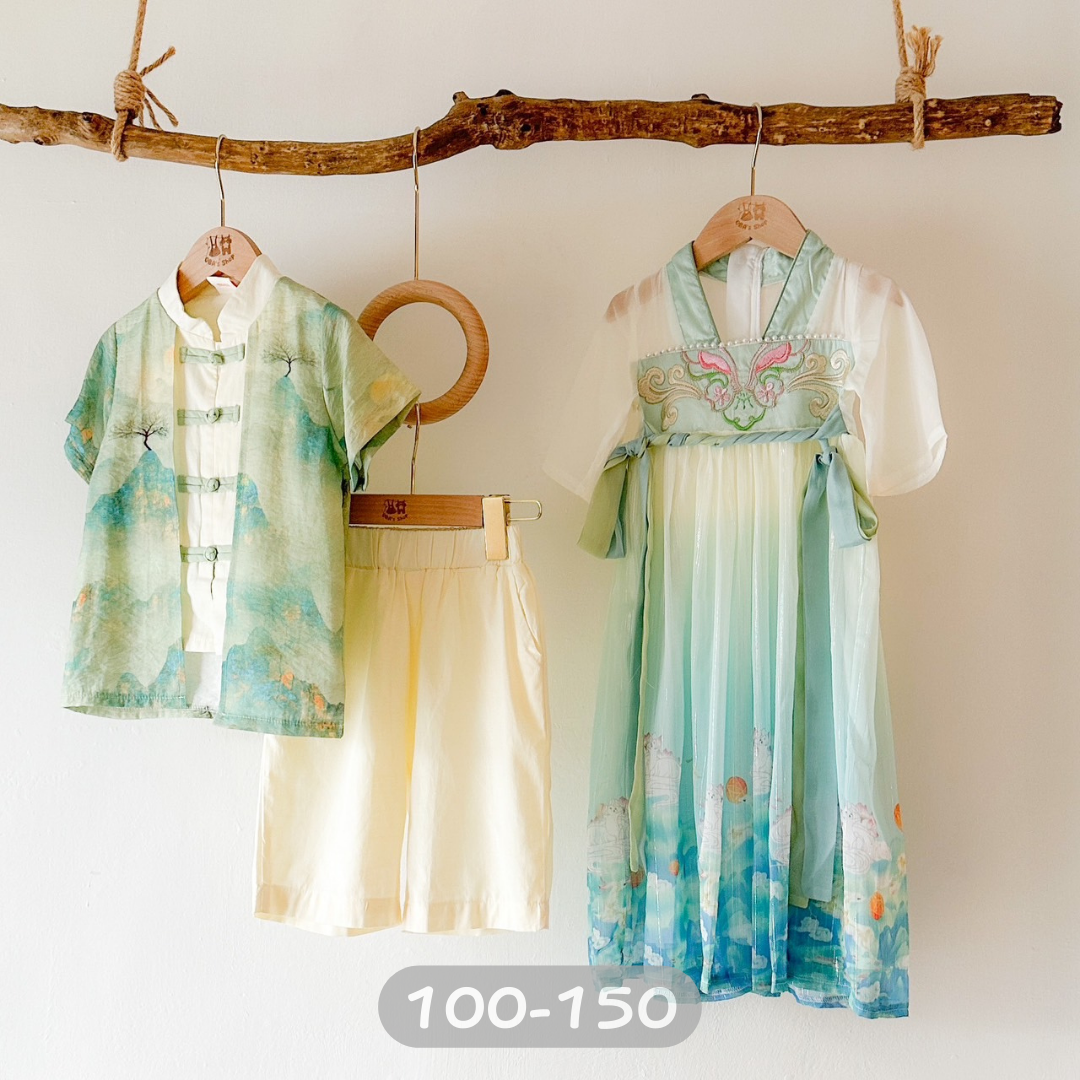 【限量】中國風山水綠套裝/洋裝 MF