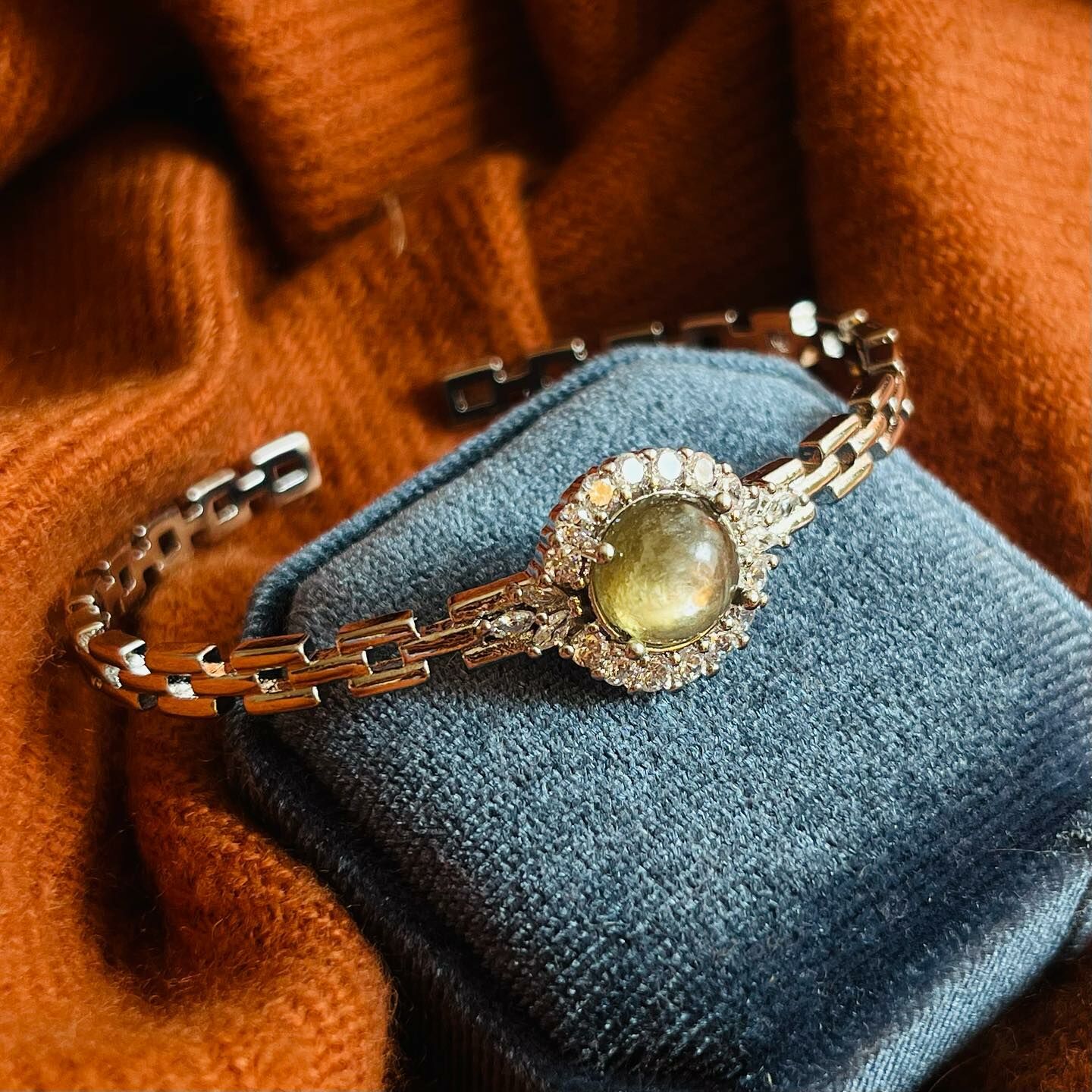 [原石] 綠祖母晶 金屬手環