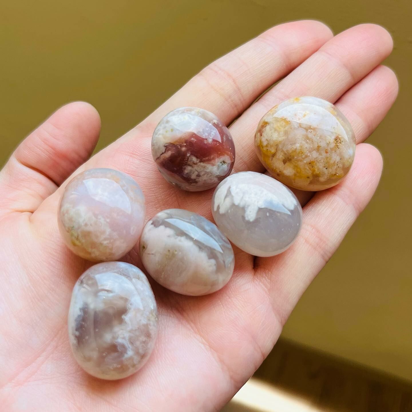 [原石] 櫻花瑪瑙 水晶滾石