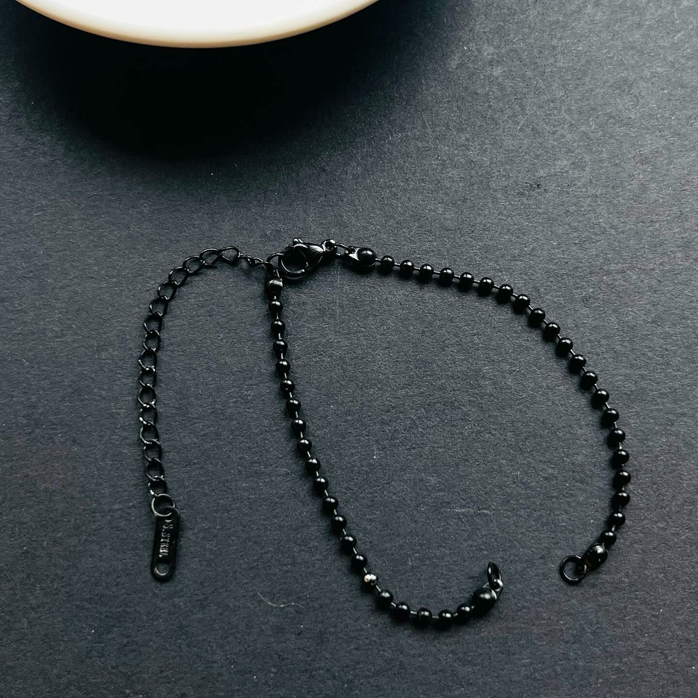 [原石] 不鏽鋼 DIY手鍊配件 黑色