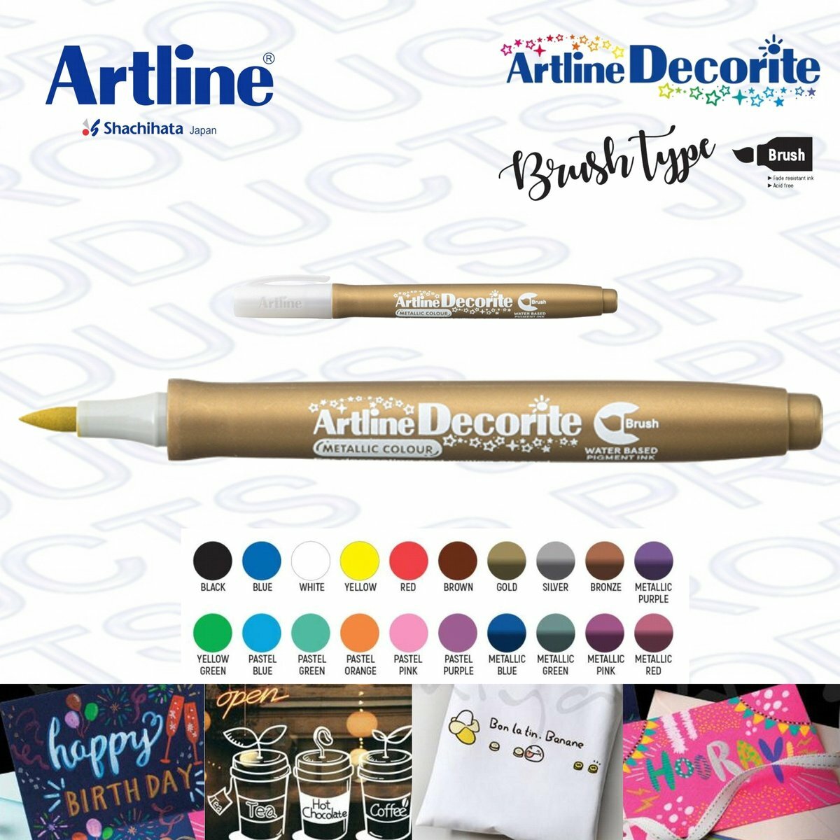 Artline - 日本雅麗牌EDF-F閃亮耀彩軟芯水筆《香港行貨》- 1 支