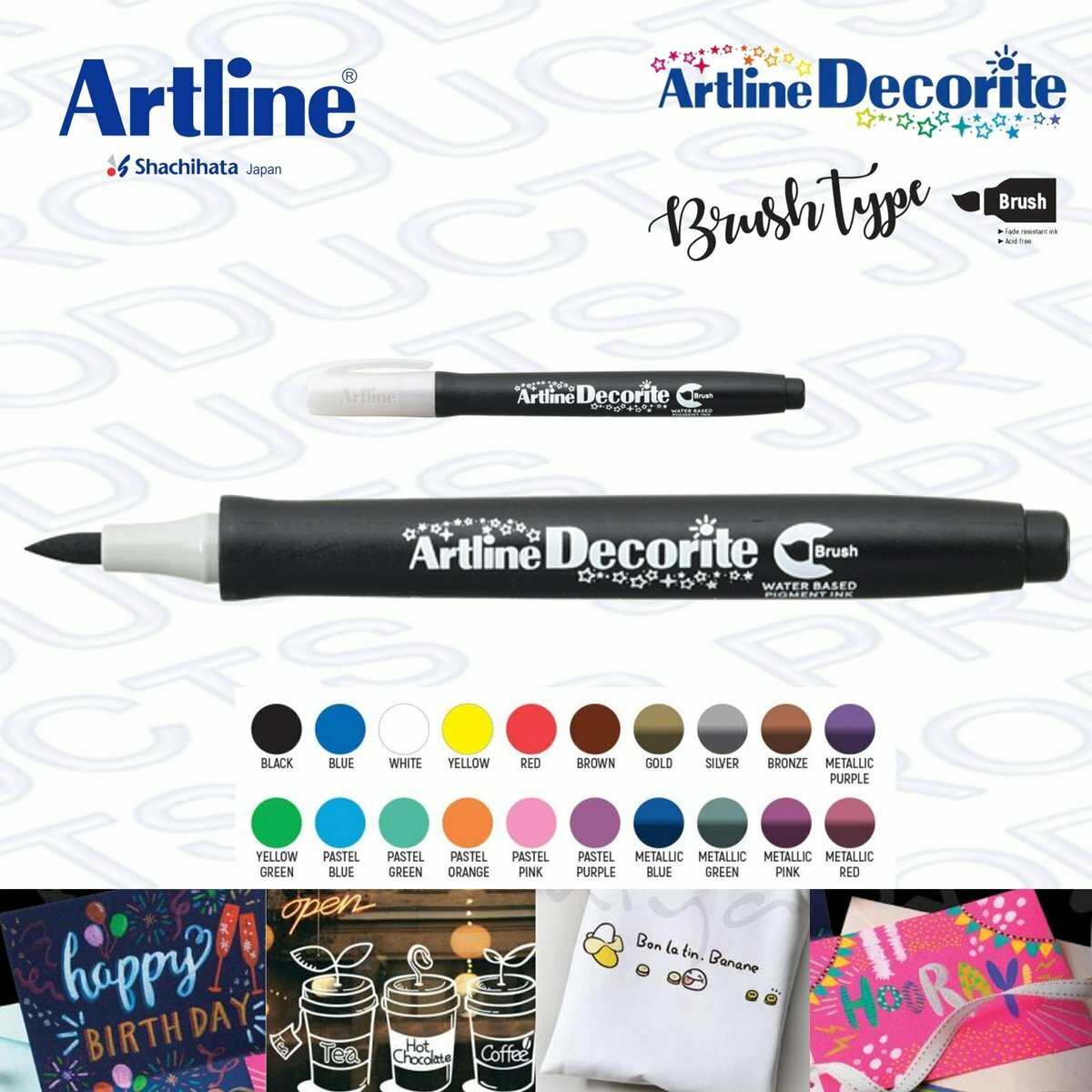 Artline - 日本雅麗牌EDF-F閃亮耀彩軟芯水筆 - 1 支