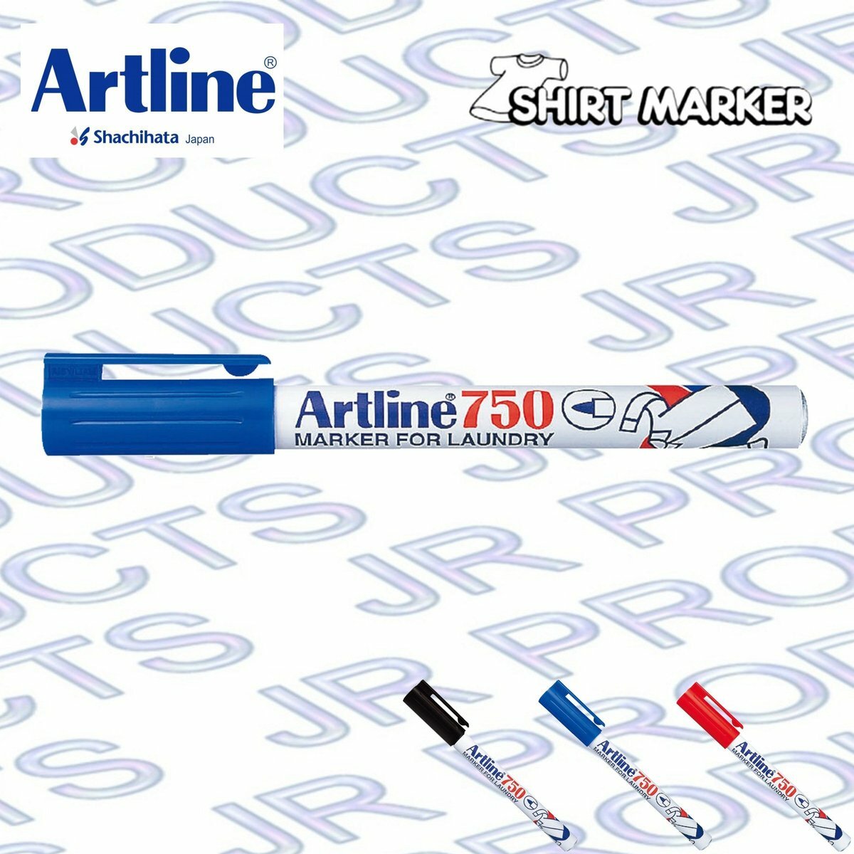 Artline - 日本雅麗牌 EK-750 布料T恤衣服記號筆, 藍色 / 黑色 / 紅色