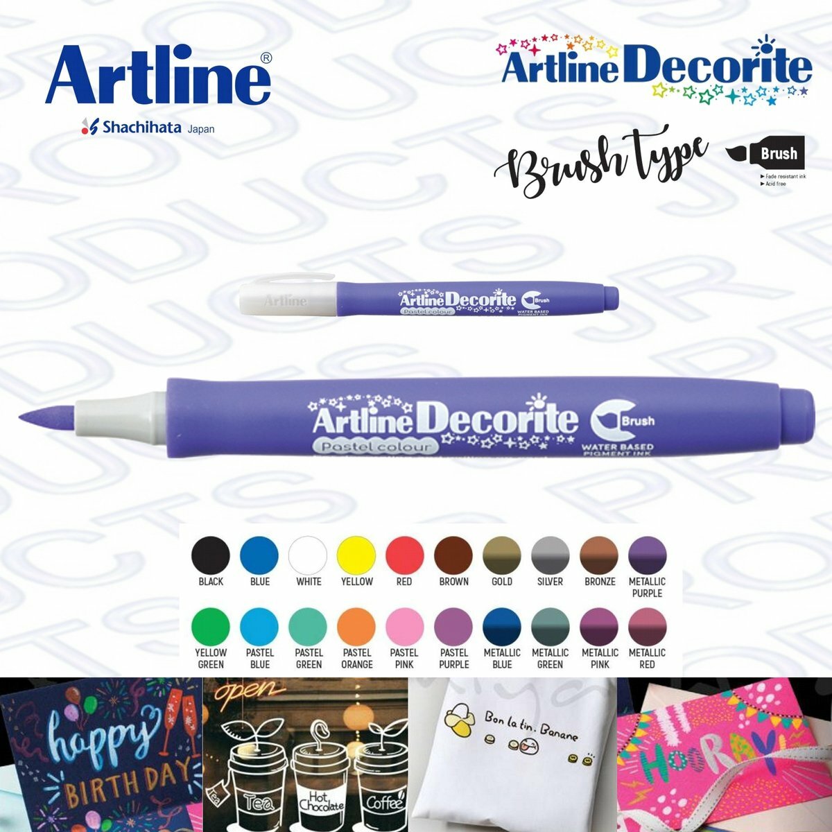 Artline - 日本雅麗牌EDF-F閃亮耀彩軟芯水筆《香港行貨》- 1 支