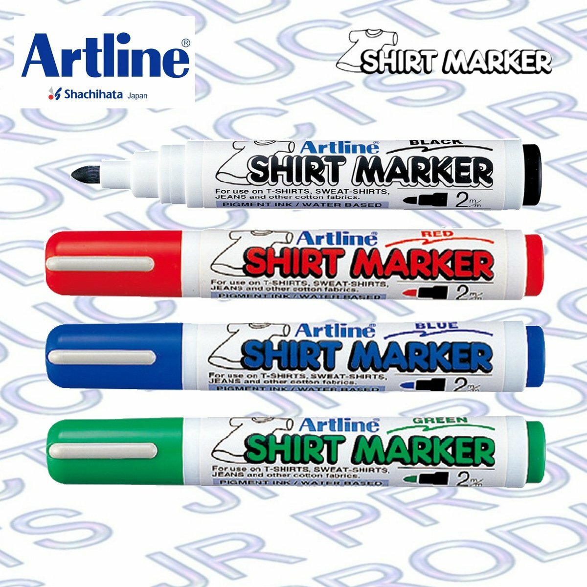 Artline - 日本雅麗牌 EKT-2 防水T恤繪畫筆(4支), 經典4色系列(黑、藍、紅、綠)