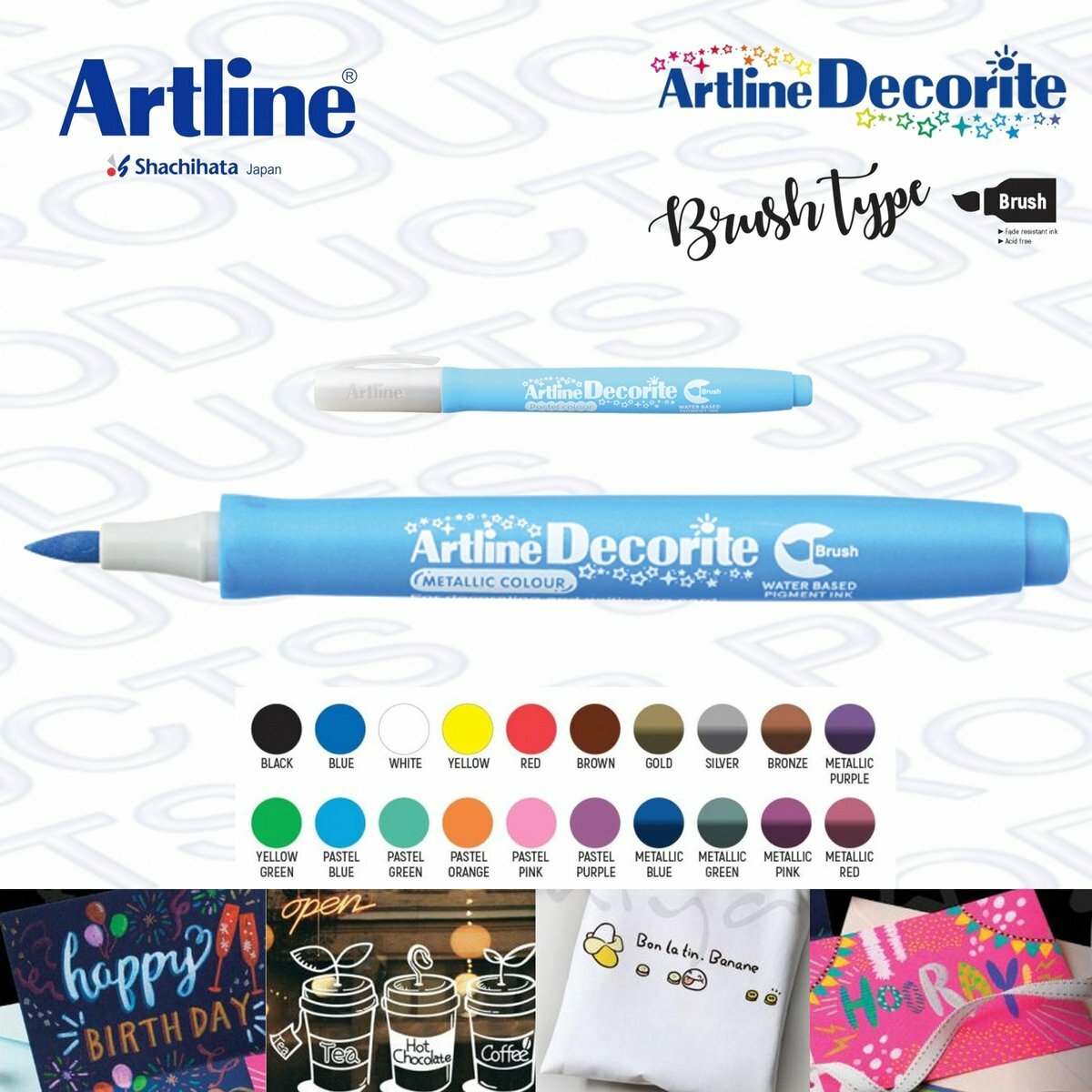 Artline - 日本雅麗牌EDF-F閃亮耀彩軟芯水筆《香港行貨》- 1 支