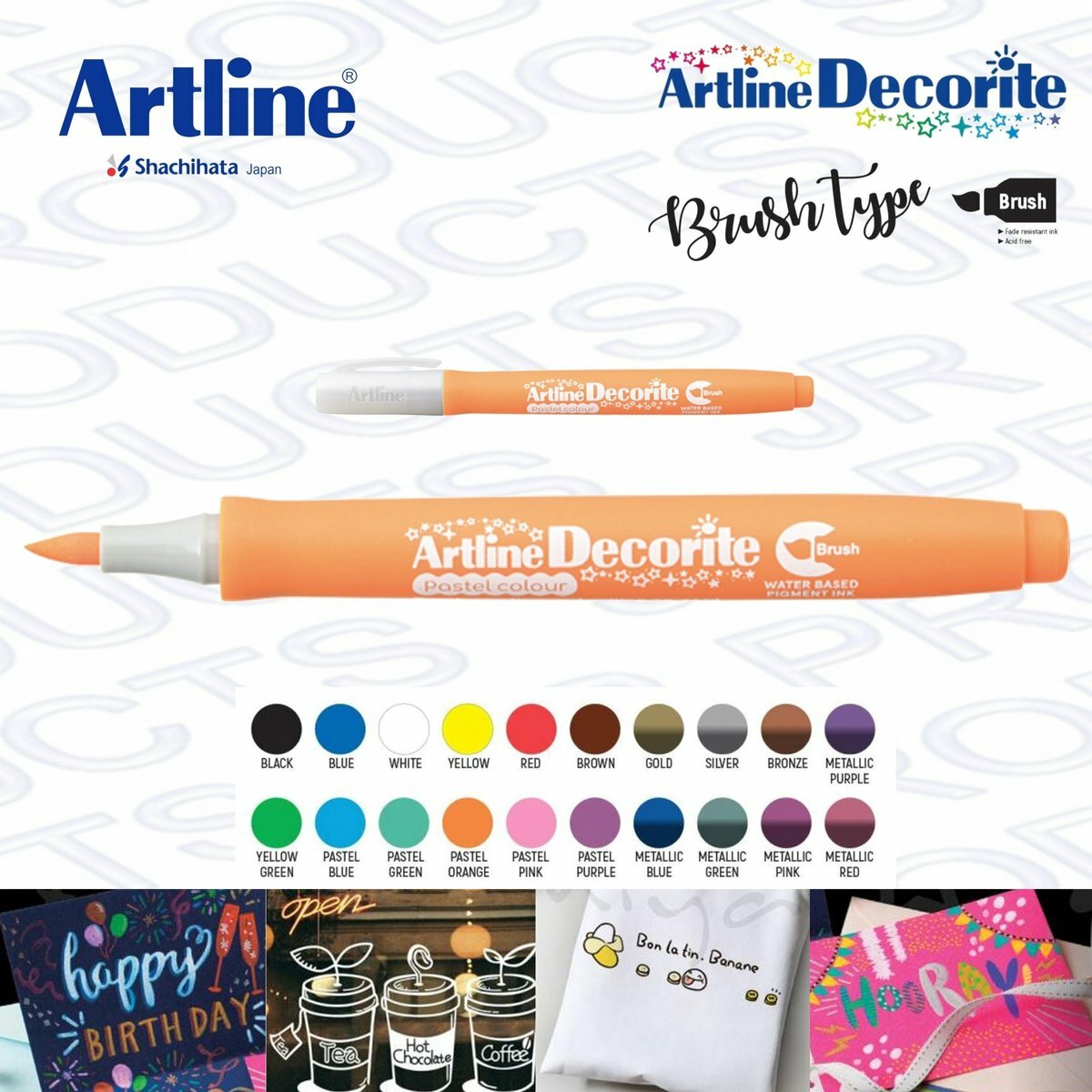 Artline - 日本雅麗牌EDF-F閃亮耀彩軟芯水筆《香港行貨》- 1 支