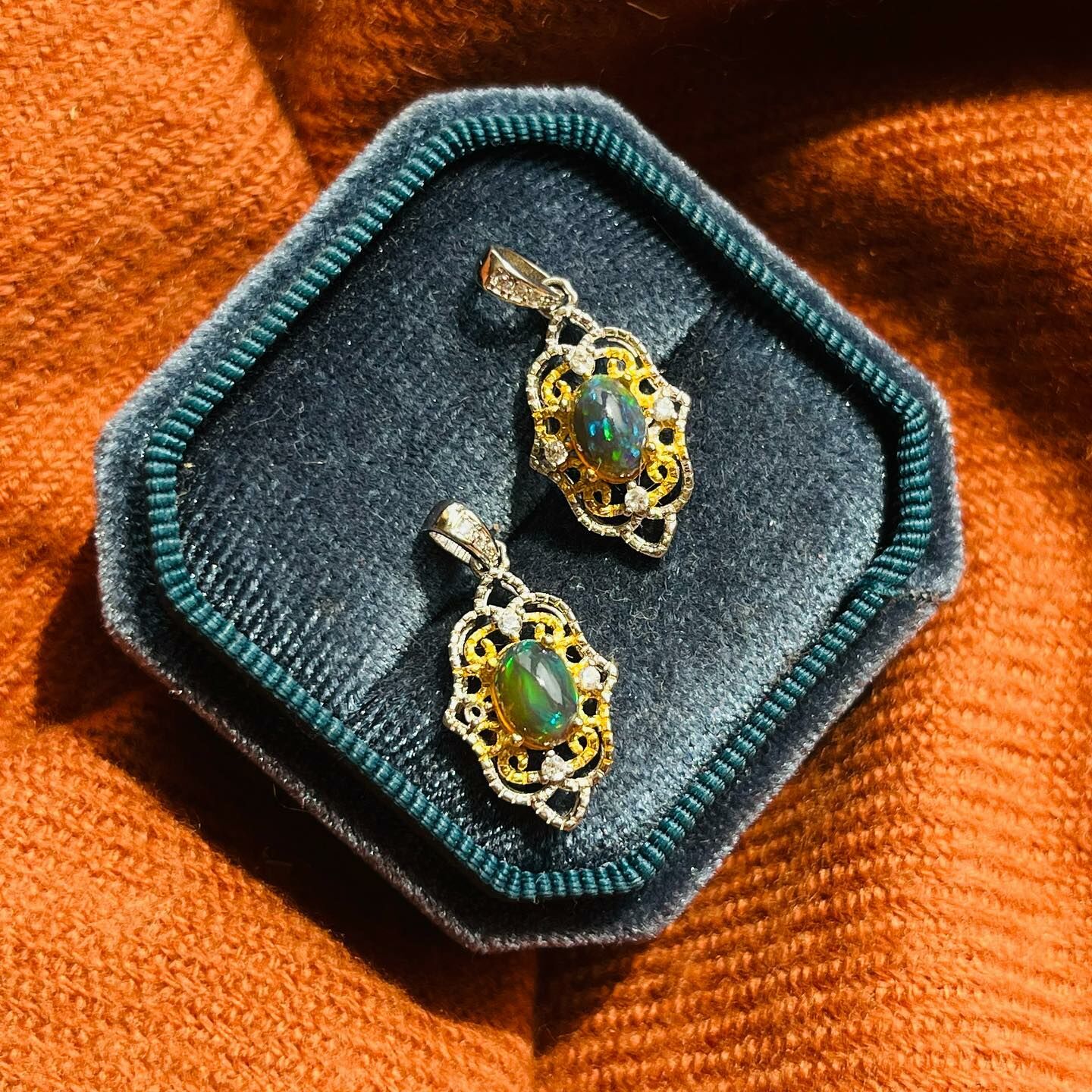 [原石] 衣索比亞黑蛋白石 925銀項鍊吊墜 復古皇家款 附盒子