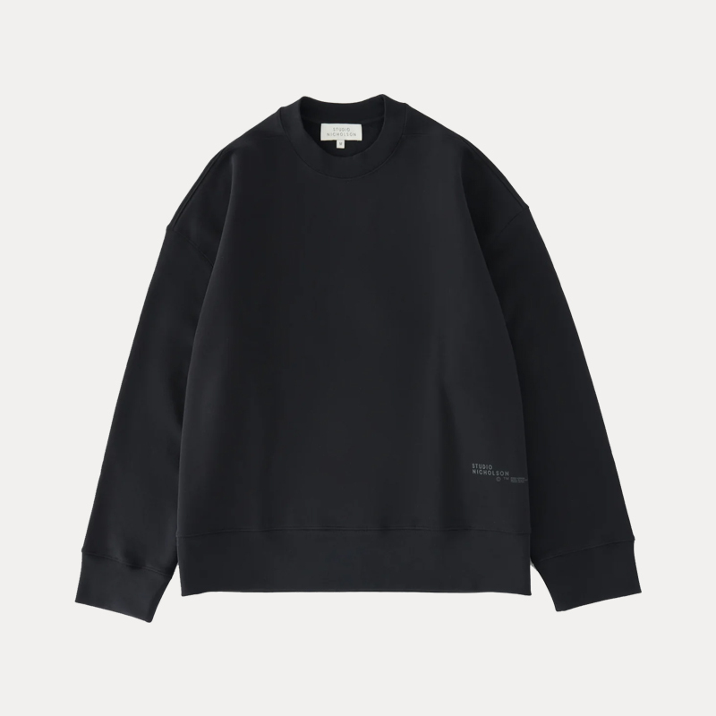 トップス [STUDIO NICHOLSON]CREWNECK SWEAT BLACK Studio Nicholson Crew-Neck Sweatshirt - Black | Editorialist