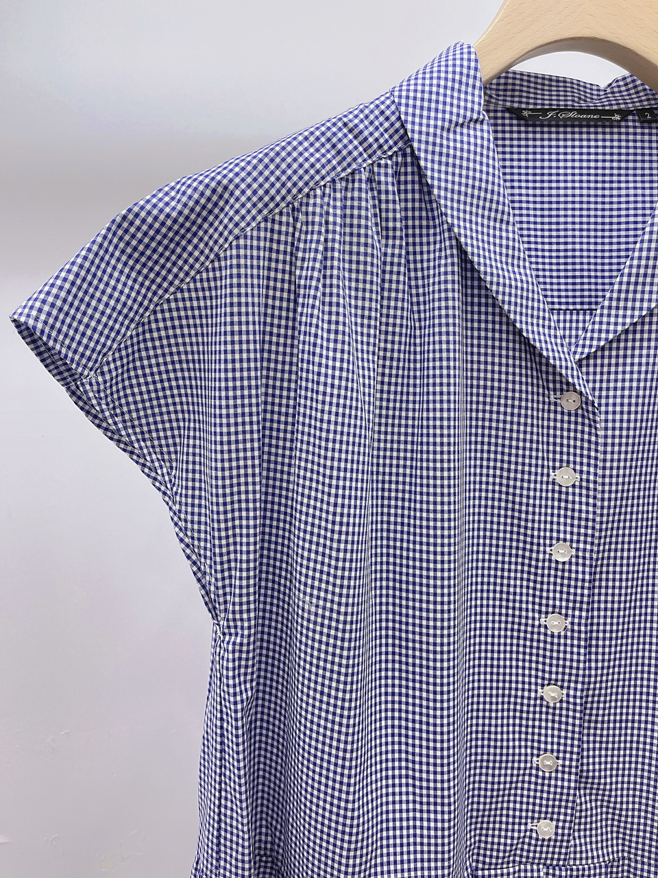 格子雙色連衣裙