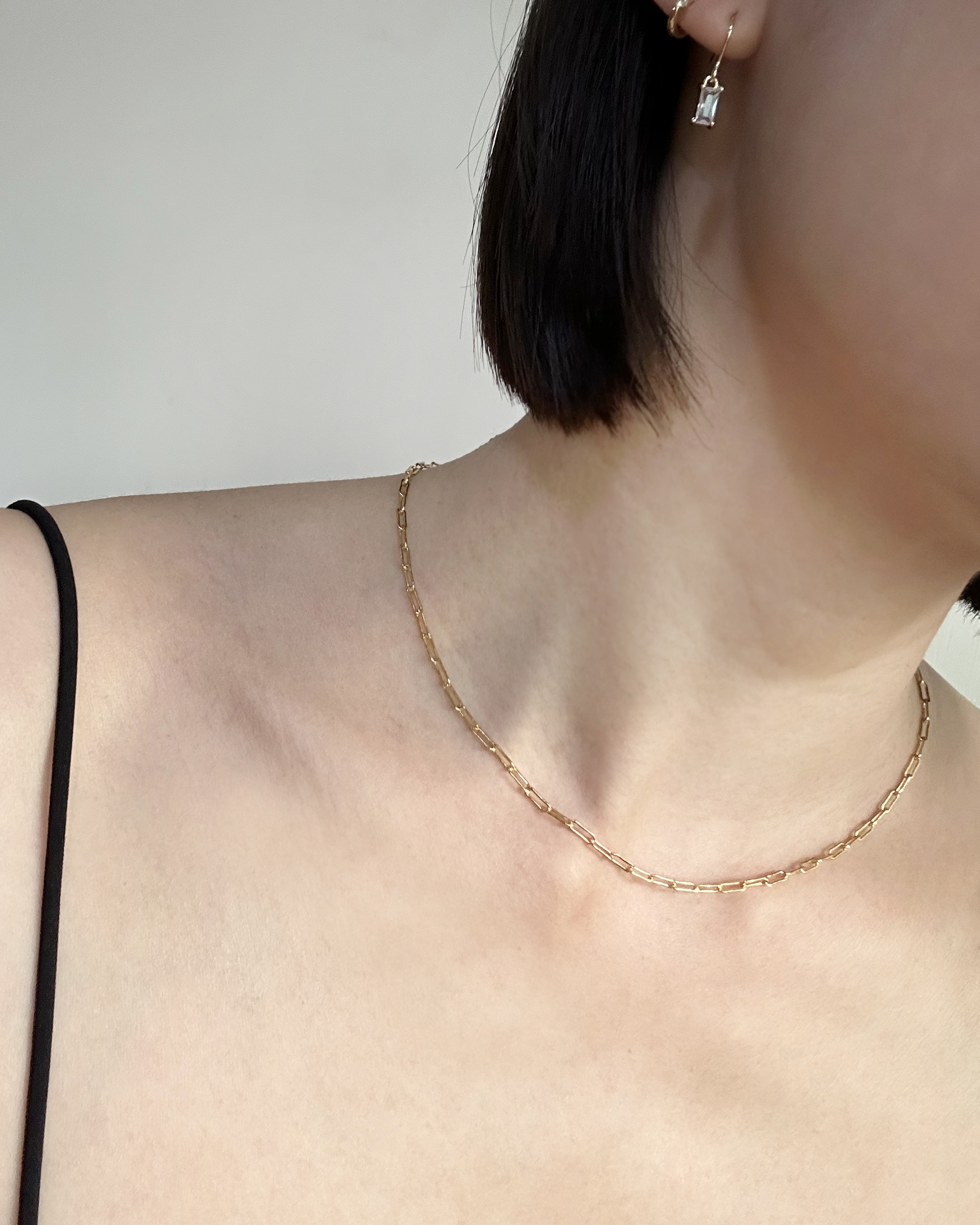 Jess | 素金方格項鍊 14K包金