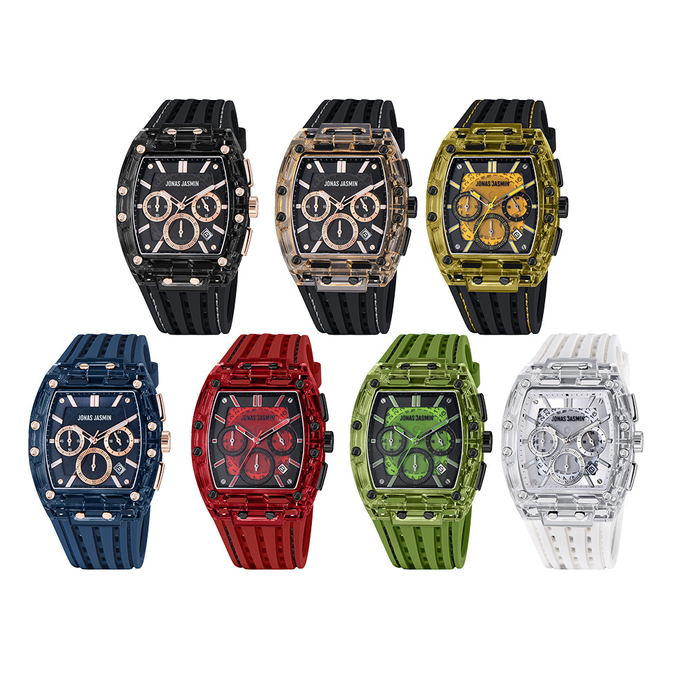 【Jonas Jasmin 喬納斯】石英錶 酒桶錶 三眼錶 酒桶石英錶 PP酒桶型 JJ-5355MC