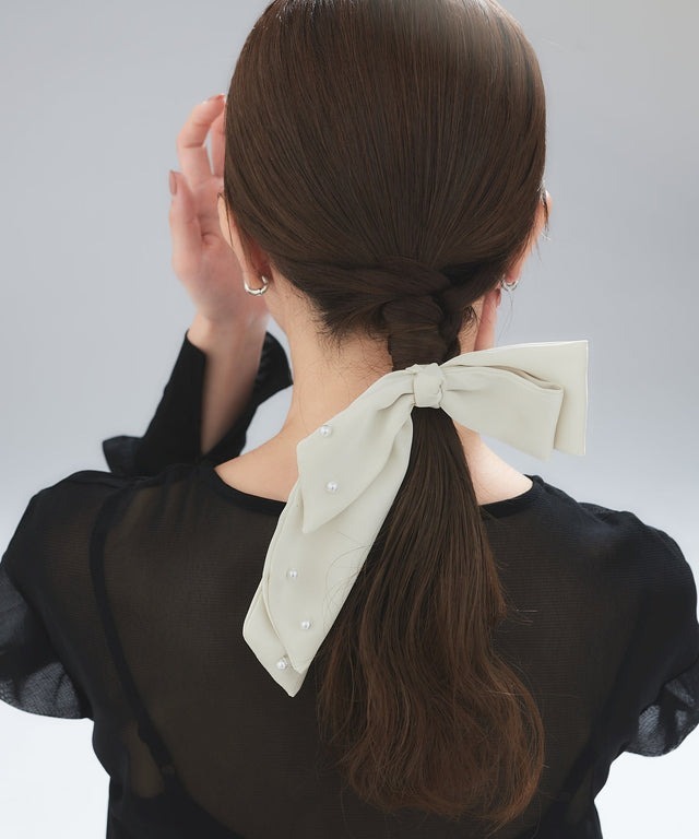 蝴蝶結珍珠髮圈插