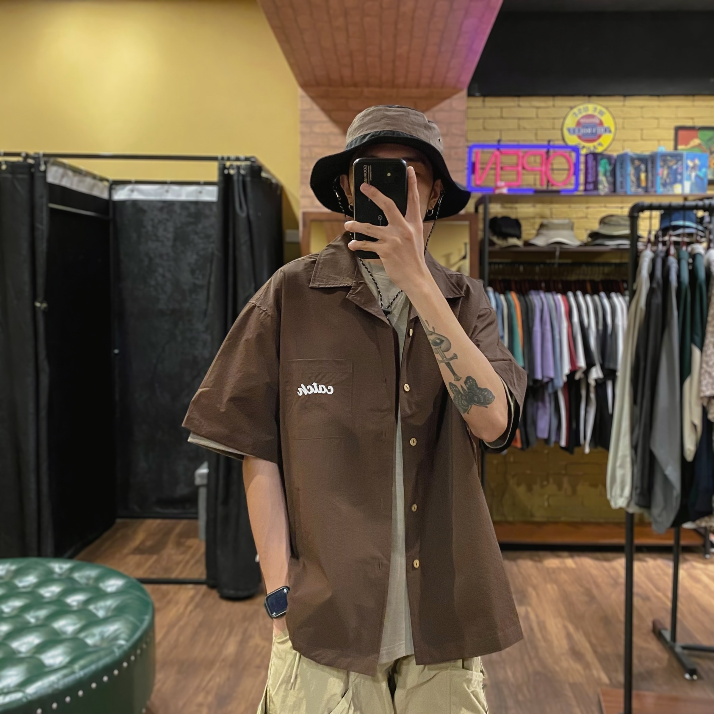 古巴領凹凸織紋襯衫