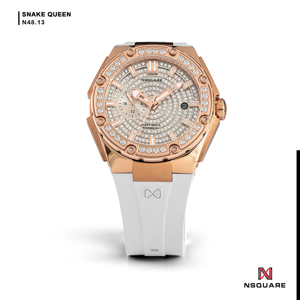 【NSQUARE】 L0472-N48.13 施華洛世奇水晶 光輝璀璨 自動機械錶 39mm 玫瑰金