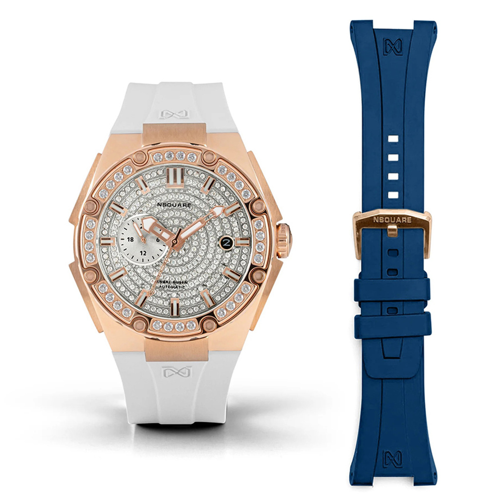 【NSQUARE】 L0472-N48.13 施華洛世奇水晶 光輝璀璨 自動機械錶 39mm 玫瑰金