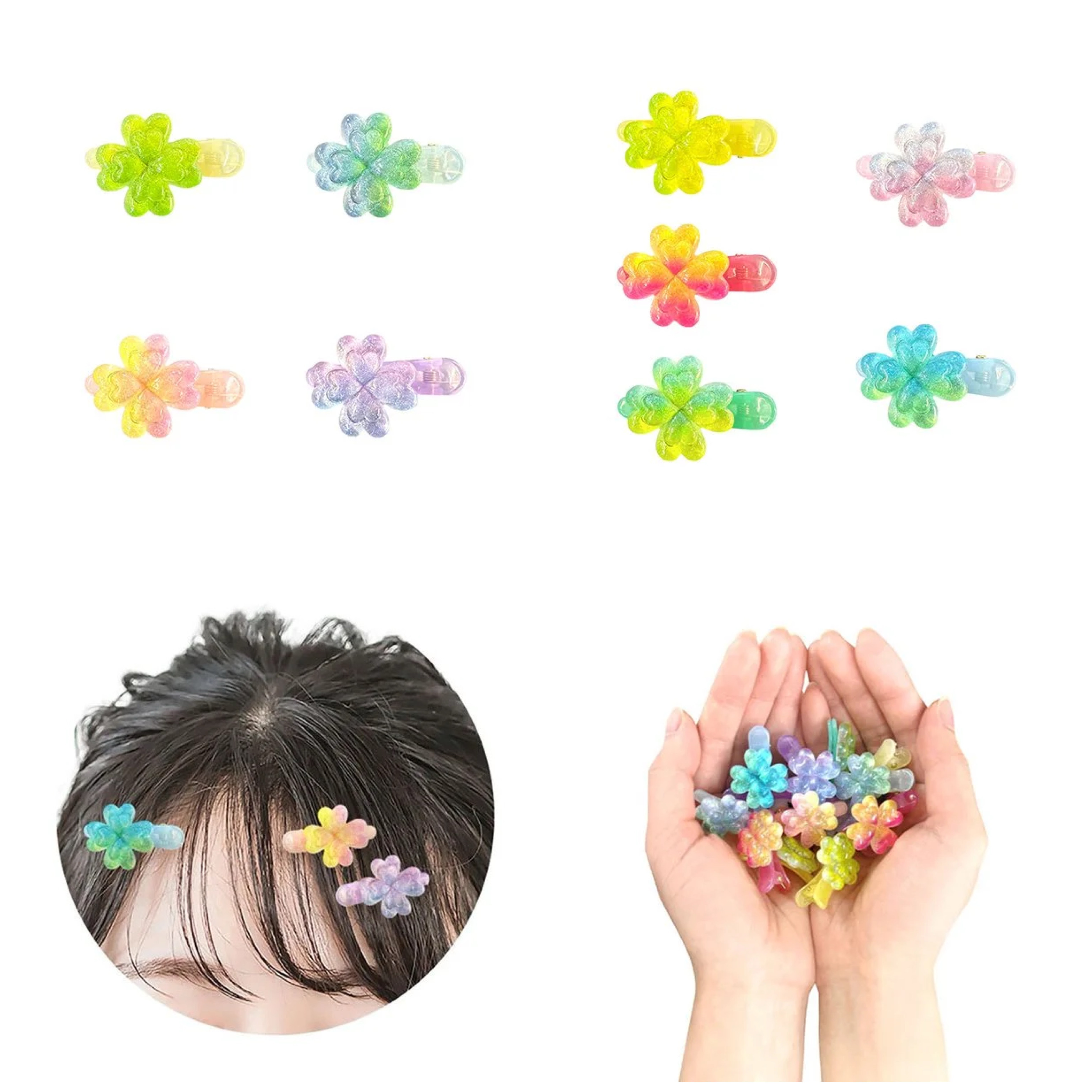 JP 四葉草透明閃閃迷你鴨嘴夾 （只有1隻）1528