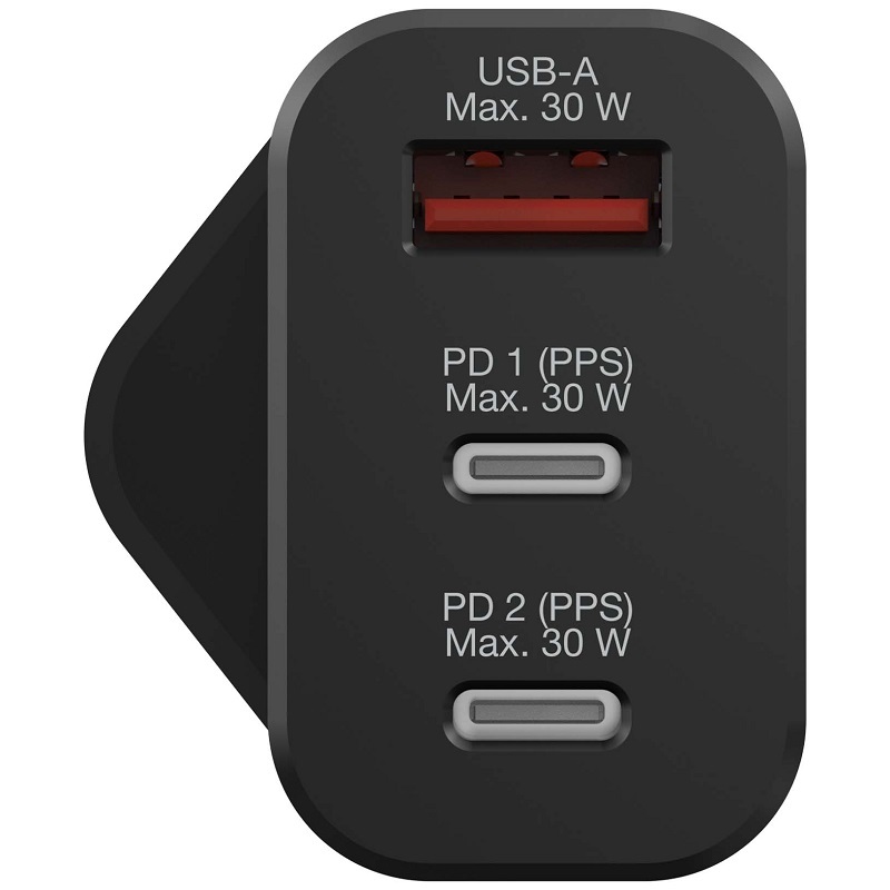 Verbatim 3 端口 30W PD 3.0 & QC 3.0 GaN 充電器