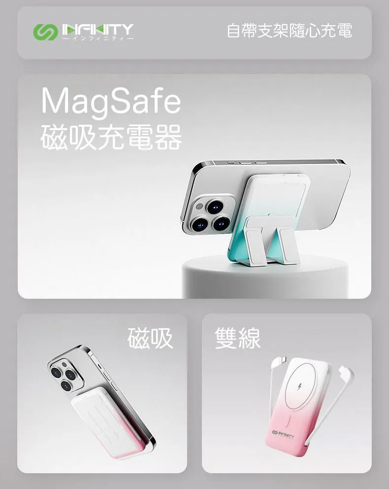 日本No.1熱賣 INFINITY Magsafe信用卡型充電器｜MINI12M 12000mAh 超小型 激薄 【【10/19 截單，預計 :10月尾至11月中發貨】】