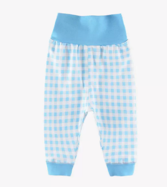 Hot recommended baby pure cotton high waist large pp belly pants (checkered blue) (size: 66.80CM (please contact customer service to confirm the delivery size after placing the order)