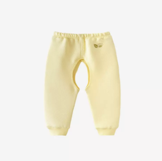 Hotly recommended baby thickened pure cotton crotchless pants (light yellow) (size: 66CM (please contact customer service to confirm the delivery size after placing the order)