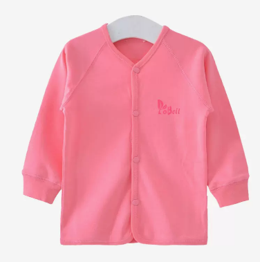 Hot selling 0-1-3 year old baby autumn pure cotton front button long-sleeved bottoming shirt (A101 Passion Pink) (Size: 59-100CM (please contact customer service to confirm the delivery size after placing the order)