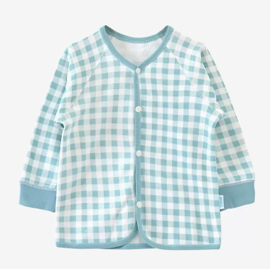 Hot selling 0-1-3 year old baby autumn pure cotton front button long-sleeved bottoming shirt (GZ101 plaid green) (size: 66-90CM (please contact customer service to confirm the delivery size after placing the order)
