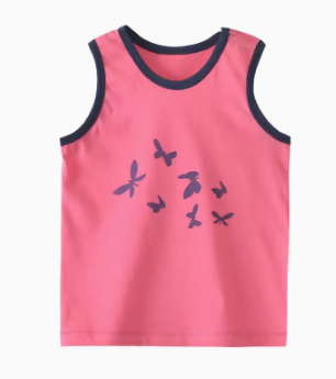 Hot selling 0-3 year old baby summer round neck pure cotton vest (butterfly) (size: 66-100CM (please contact customer service to confirm the delivery size after placing the order)