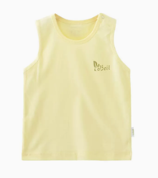 Hot selling 0-3 year old baby summer round neck pure cotton vest (light yellow) (size: 92.100.130.140CM (please contact customer service to confirm the delivery size after placing the order)