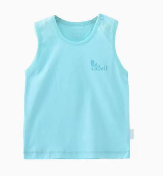 Hot selling 0-3 year old baby summer round neck pure cotton vest (lake green) (size: 66-140CM (please contact customer service to confirm the delivery size after placing the order)