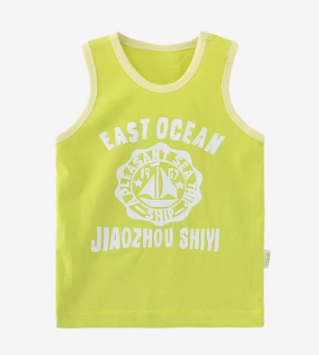 Hot selling 0-3 year old baby summer round neck pure cotton vest (green sailing boat) (size: 66-140CM (please contact customer service to confirm the delivery size after placing the order)