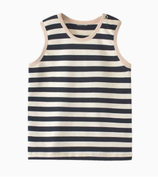 Hot selling 0-3 year old baby summer round neck pure cotton vest (apricot black stripes) (size: 66.73.92.140CM (please contact customer service to confirm the delivery size after placing the order)