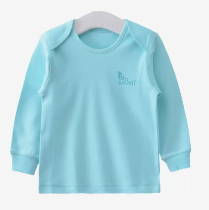 Hot selling baby autumn envelope collar pure cotton long-sleeved bottoming shirt (A104 lake green) (size: 66-90CM (please contact customer service to confirm the delivery size after placing the order)