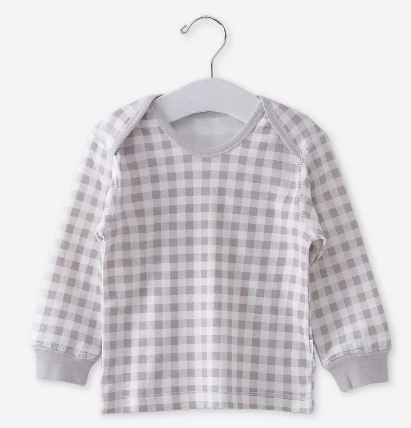 Hot selling baby autumn envelope collar pure cotton long-sleeved bottoming shirt (GZ104 plaid gray) (size: 66-90CM (please contact customer service to confirm the delivery size after placing the order)