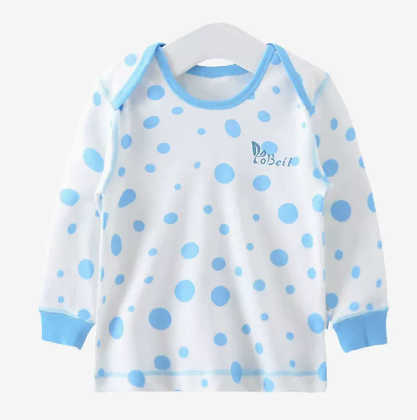 Hot selling baby autumn envelope collar pure cotton long-sleeved bottoming shirt (051A104 polka dot light blue) (size: 66-90CM (please contact customer service to confirm the delivery size after placing the order)