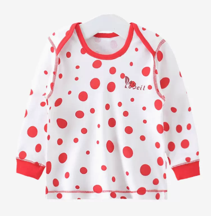 Hot selling baby autumn envelope collar pure cotton long-sleeved bottoming shirt (051A104 polka dot red) (size: 66-73CM (please contact customer service to confirm the delivery size after placing the order)