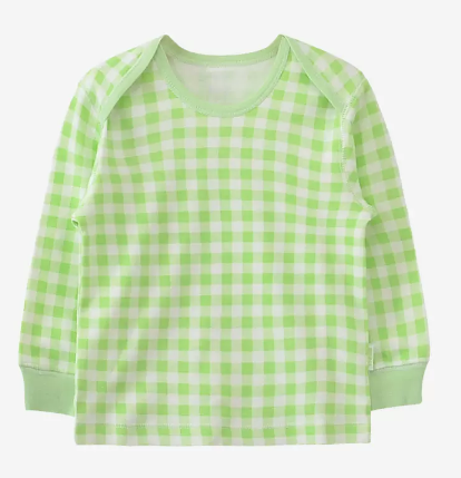 Hot selling baby autumn envelope collar pure cotton long-sleeved bottoming shirt (GZ104 plaid light green) (size: 66-73CM (please contact customer service to confirm the delivery size after placing the order)